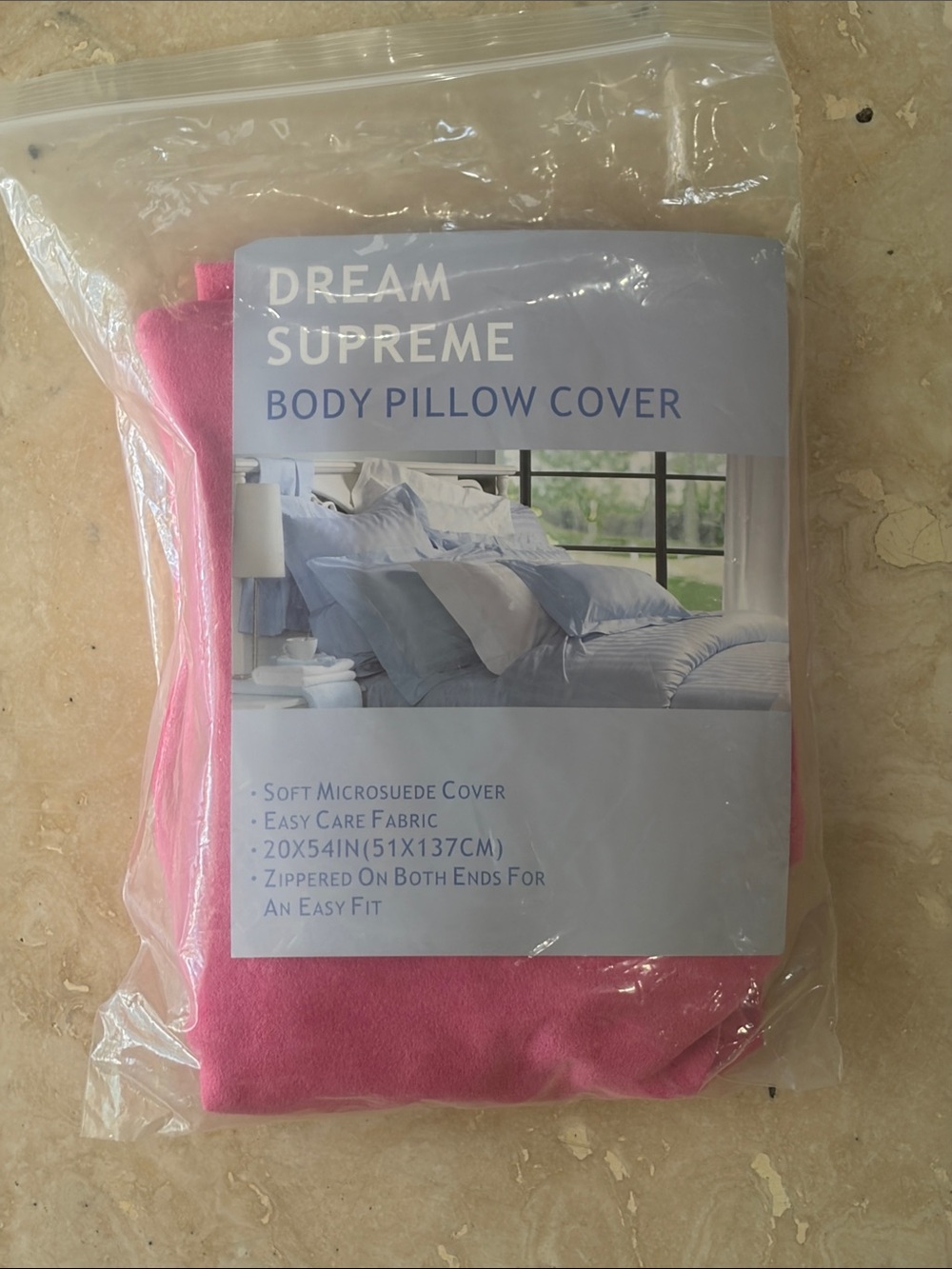 Pink Body Pillow Cover - Dream Supreme - New in bag microsuede